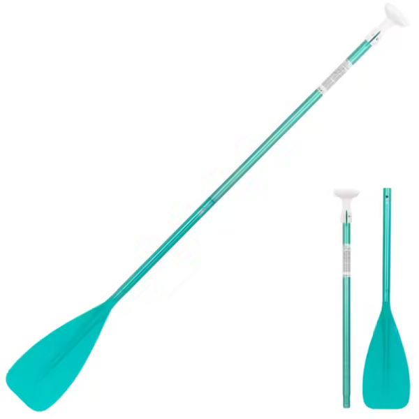 Pagaie de stand up paddle 100 demontable reglable170-220 cm verte 3 parties