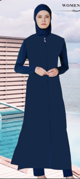 Maillot HIDJAB BURKINI LONG BLEU/NOIR