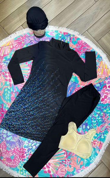 Maillot BURKINI NOIR AVEC POINT COLORE