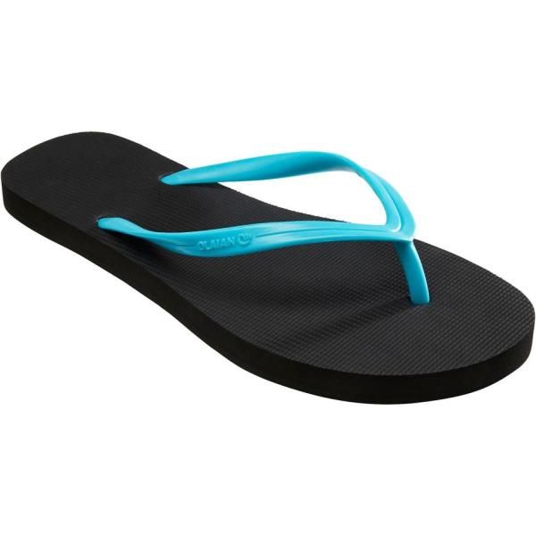 Tongs femme 100 noir turquoise olaian