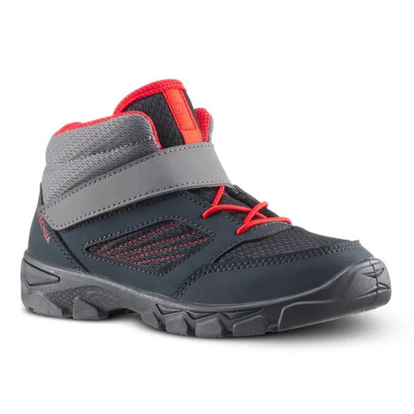 Chaussure de randonnée enfant avec scratch mh100 mid grise foncée du 24 au 34