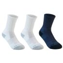 Chaussette de sport enfant haute RS500 blanc bleu lot de 3 Artengo