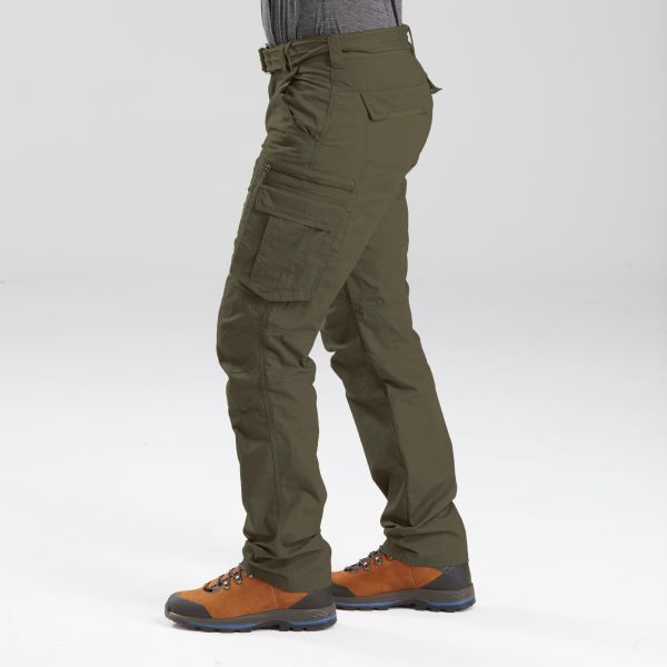 PANTALON CARGO DE TREK VOYAGE - TRAVEL 100 KAKI HOMME QUECHUA