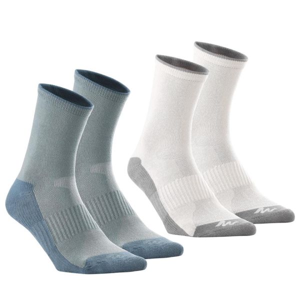 CHAUSSETTES DE RANDONNةE TIGES HAUTES ENFANT 2 PAIRES  MH100 GRISES QUECHUA