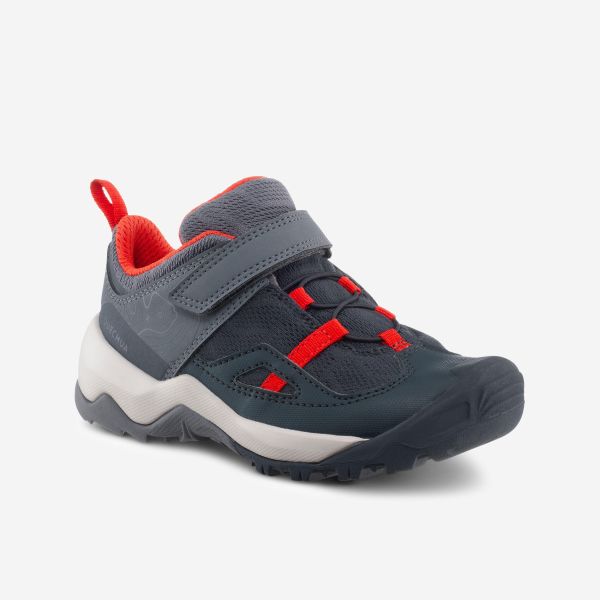Chaussures de randonnée enfant à scratch crossrock grise rouge du 24 au 34
