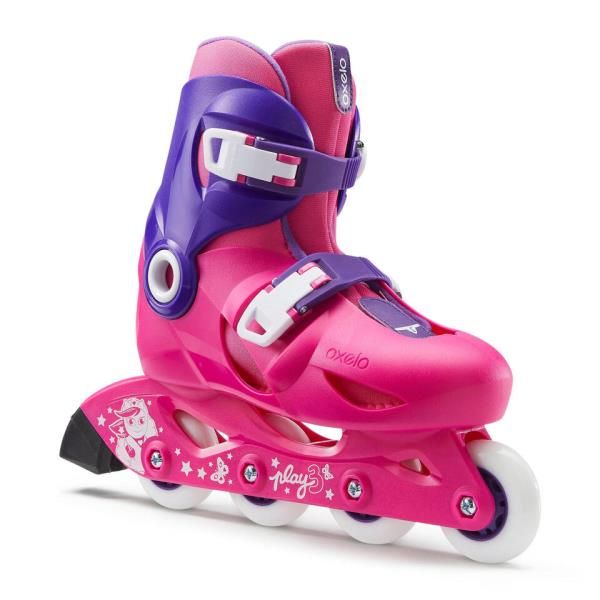 Rollers enfant play 3 rose fille Oxelo