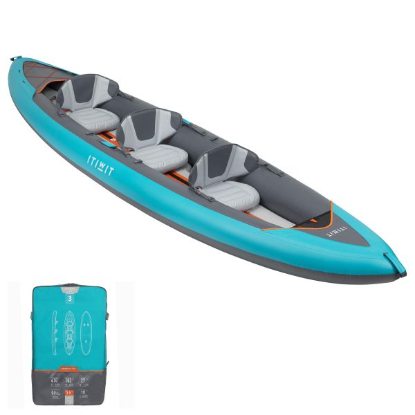 kayak gonflable randonnee fond haute pression drop stitch x100+ 3 places
