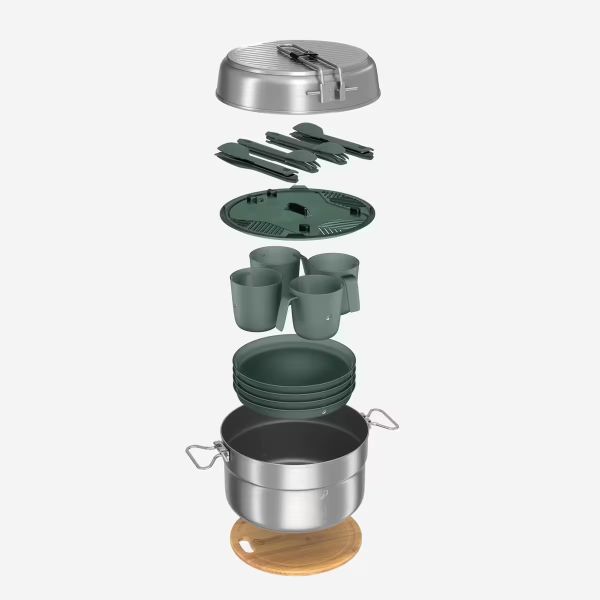 POPOTE CAMP DU RANDONNEUR MH500 INOX + REVتTEMENT ANTI-ADHةSIF 4 PERSONNES 3,5L