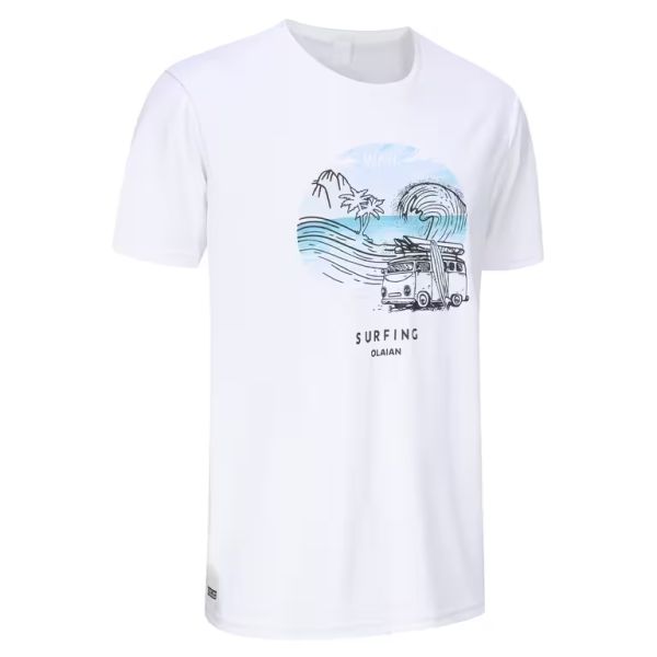 T-shirt UV Surfing men sun protection beach white